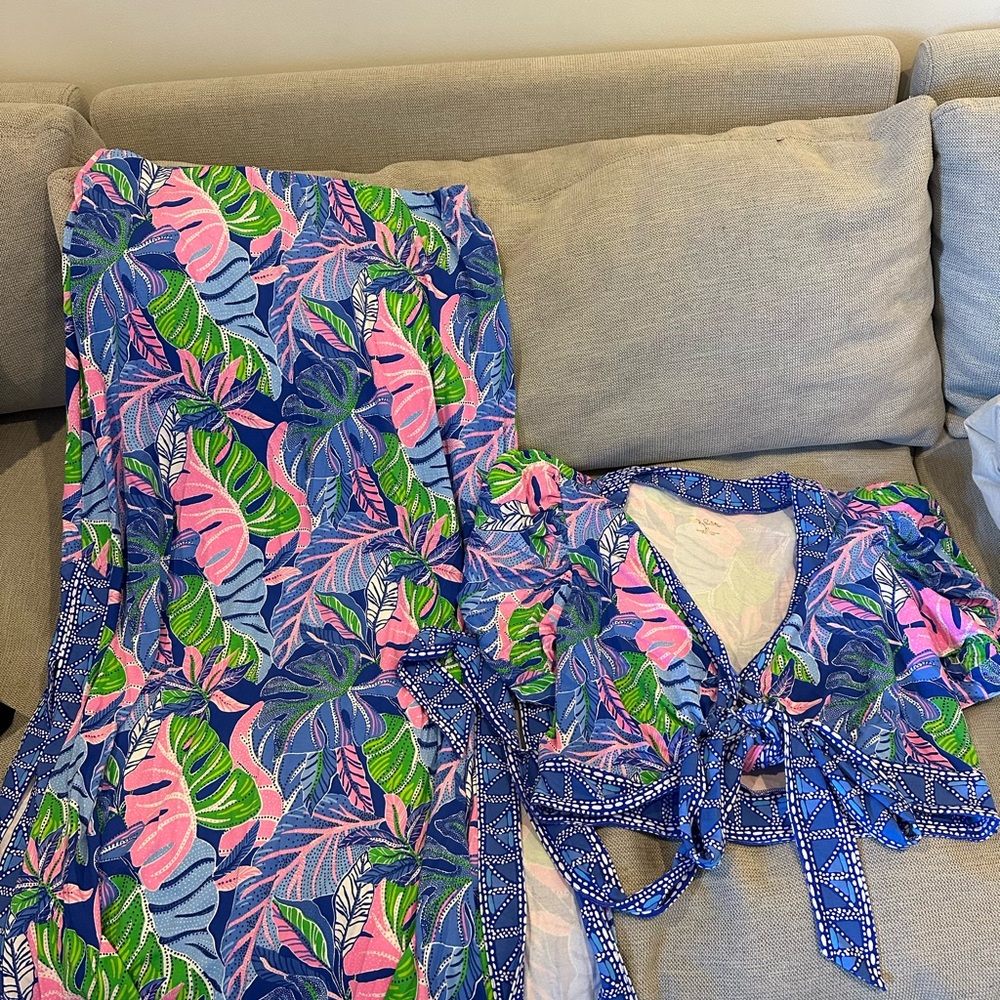 Lilly Pulitzer Vibrant Blue and Pink Maxi Dress - Picture 3 of 3